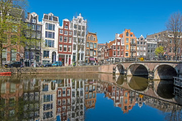 Fototapeta premium City scenic from Amsterdam in spring in the Netherlands