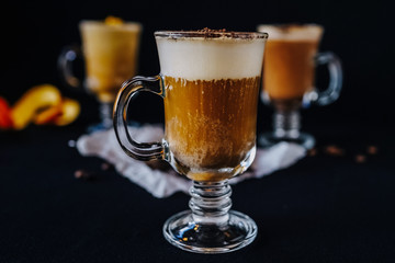 beautifully served coffee with ice cream and decoration by barista