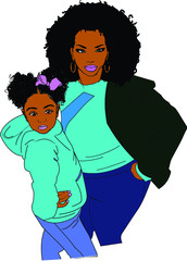 African american mother and daughter 