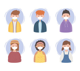 people with protective medical face masks, prevention coronavirus outbreak disease covid 19