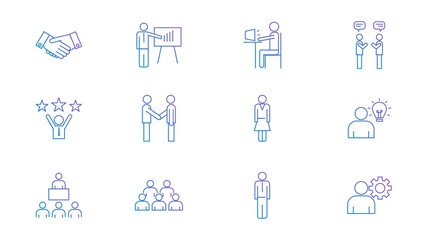 Business People line icons on white background.vector illustration