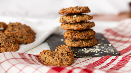 OAT AND BANANA COOKIES WITH CHOCOLATE NIPPLES AND HEART SHAPE