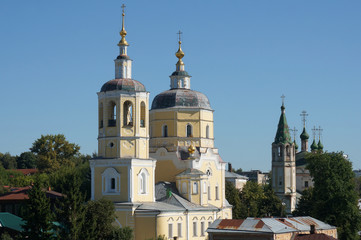 Obraz premium Church of St. Elijah and Holy Trinity church. Posad Temples in Serpukhov, Russia.