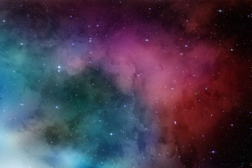 Obraz na płótnie Canvas Nebula and galaxies in deep, dark space. Abstract cosmos background. Starry sky.