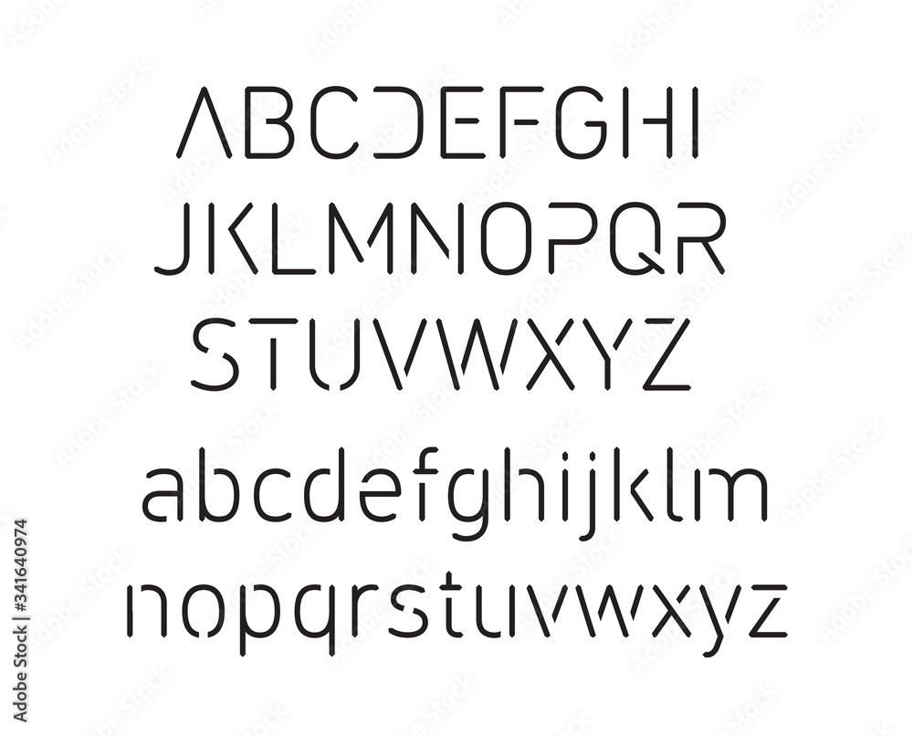 Fototapete thin font. futuristic font. cosmic font. vector alphabet set. elegant light font. minimal. latin alp