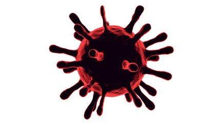 3D model of red Coronavirus on a white background
