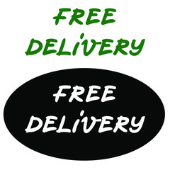Free delivery stickers in hand written lettering style, free delivery vector sign can be used as information or ads element for your customers, deliver free from shops during quarantine  