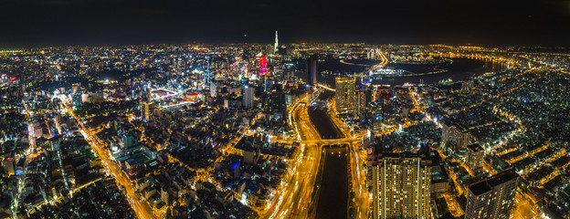 Ho Chi Minh City at night panorama