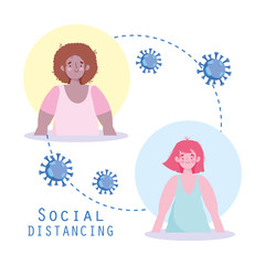 covid 19, social distancing, man and woman preventing infection