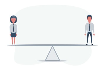 Fototapeta premium Equality woman and man concept. Vector flat design illustration.