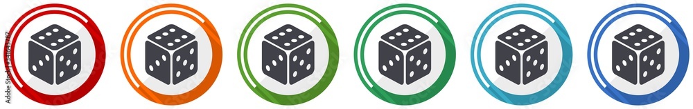 Fototapete game icon set, flat design vector illustration in 6 colors options for webdesign and mobile applicat