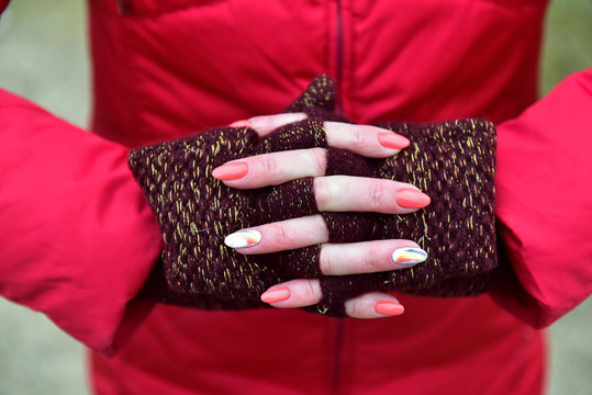 Female Hands With Painted Nails.