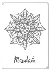 Big complex mandala. Digital stamp. Coloring page. Digital illustration.