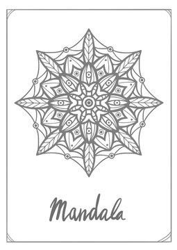 Big complex mandala. Digital stamp. Coloring page. Digital illustration.