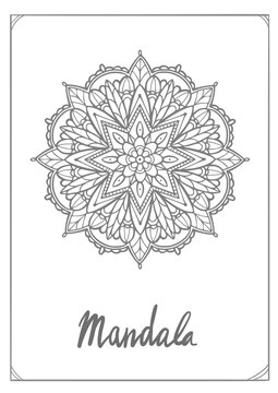 Big complex mandala. Digital stamp. Coloring page. Digital illustration.