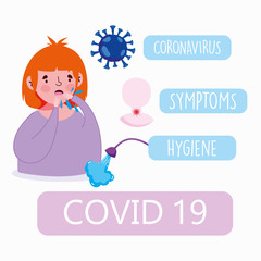 covid 19 coronavirus infographic, outbreak disease, symptoms and hygiene