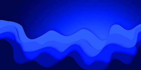 Blue Abstract Paper Cut Effect Vector Horizontal Banner Background