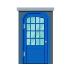 Blue Door in Vintage Style, Architactural Design Element Vector Illustration