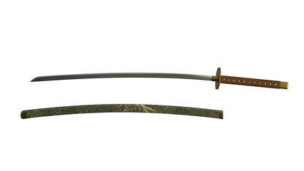 Japanese sword. Render 3d. Illustration.