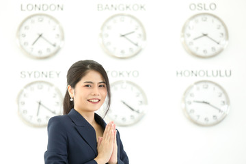 businesswoman with clock sawasdee