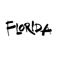 Florida. Hand drawn US state name isolated on white background. Modern brush ink calligraphy. Vector