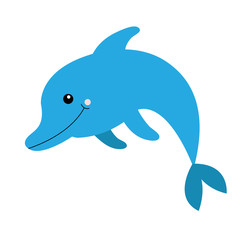 Dolphin icon. Aquarium Zoo sea ocean animal. Cute cartoon kawaii funny baby character. Education cards for kids. ids tshirt, notebook cover print. Isolated. White background. Flat design