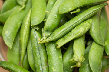 fresh green pea pods