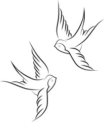 Hand, holding, swallow, bird, vector, illustration