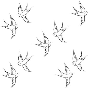 Hand, holding, swallow, bird, vector, illustration