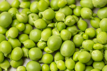 macro top view of fresh green peas