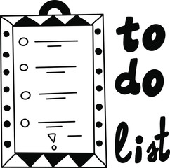 To Do List, a hand drawn vector illustration of a to do list/checklist paper reminder, lettering elements. Isolated on white background.
