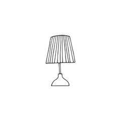 Table lamp hand drawn icon. Vector sketch black and white illustration.