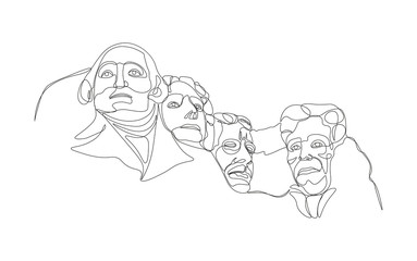 Mount Rushmore in single line style
