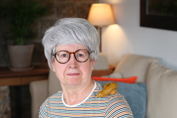 Funny senior woman being pranked 