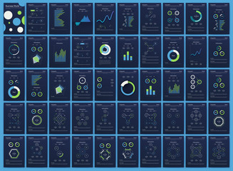 Modern infographic vector elements for business brochures. Use in website, corporate brochure, advertising and marketing. Pie charts, line graphs, bar graphs and timelines.