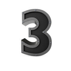 Naklejka premium Number 3 industrial metal type. 3D Rendering