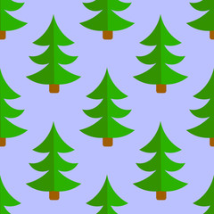 Cute cartoon spruce tree. Coniferous forest seamless pattern. Winter woodland background. Vector illustration. 