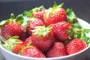 Photo session of fresh organic strawberries.