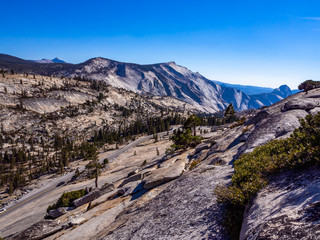 Southwest usa Yosemite National Park California valley pools mountains and forests.