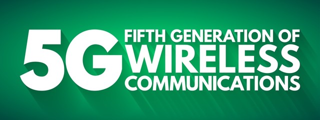 5G - fifth generation of wireless communications text, technology concept background