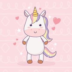 kawaii unicorn love hearts cartoon character magical fantasy