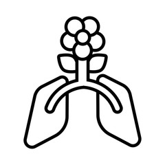 lungs with flower line style icon