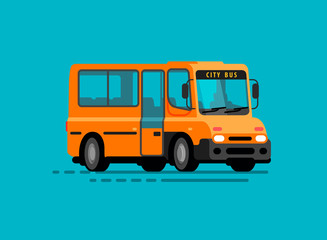 Yellow bus. City public transport vector illustration
