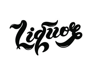 Liquor. Type of alcoholic drink. Hand drawn lettering. Vector illustration. Best for restaurant or bar design