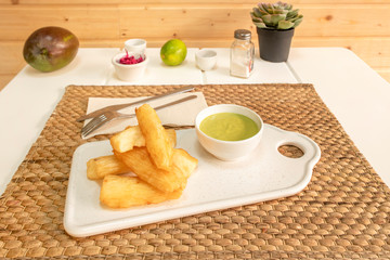 fried cassava with sauce