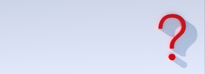 question mark in front of a red color wall background. Business support concept - 3D Rendering.