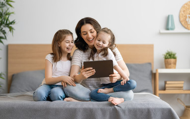 family are talking with friends