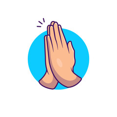 Namaste Hand Sign Gesture Vector Icon Illustration. No Hand Shake Vector. Health And Medical Icon Concept White Isolated. Flat Cartoon Style Suitable for Web Landing Page, Banner, Flyer, Sticker