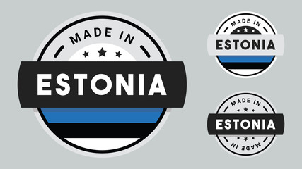 Made in Estonia collection for label, stickers, badge or icon with Estonia flag symbol.