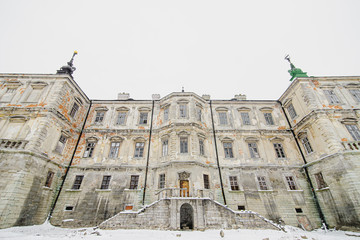 Beautiful Medieval Pidhirtsi Castle. Pidhirtsi village, Lviv Oblast, Ukraine, February 20, 2019